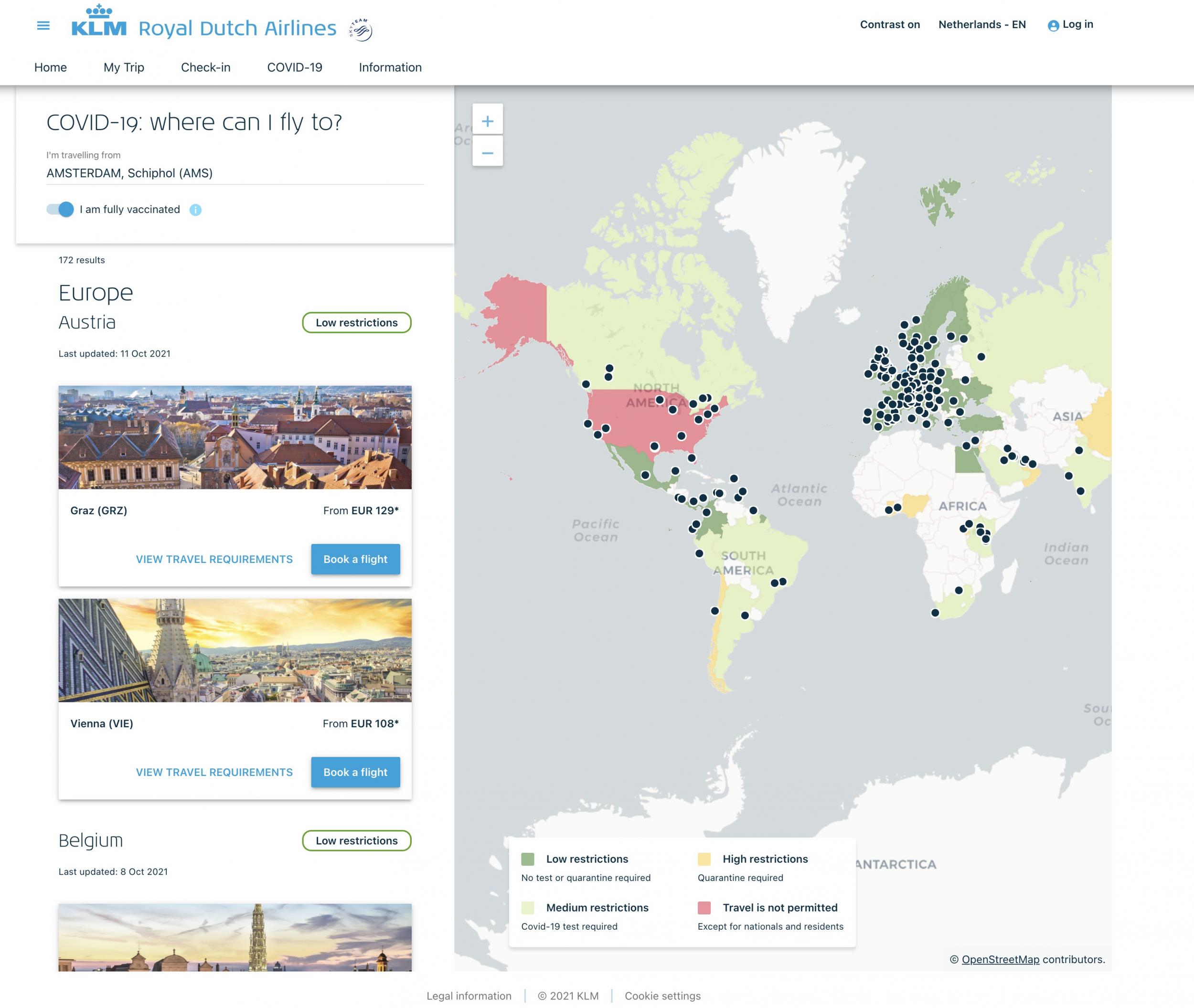 Thumbnail voor KLM helpt klanten op weg met interactieve coronakaart