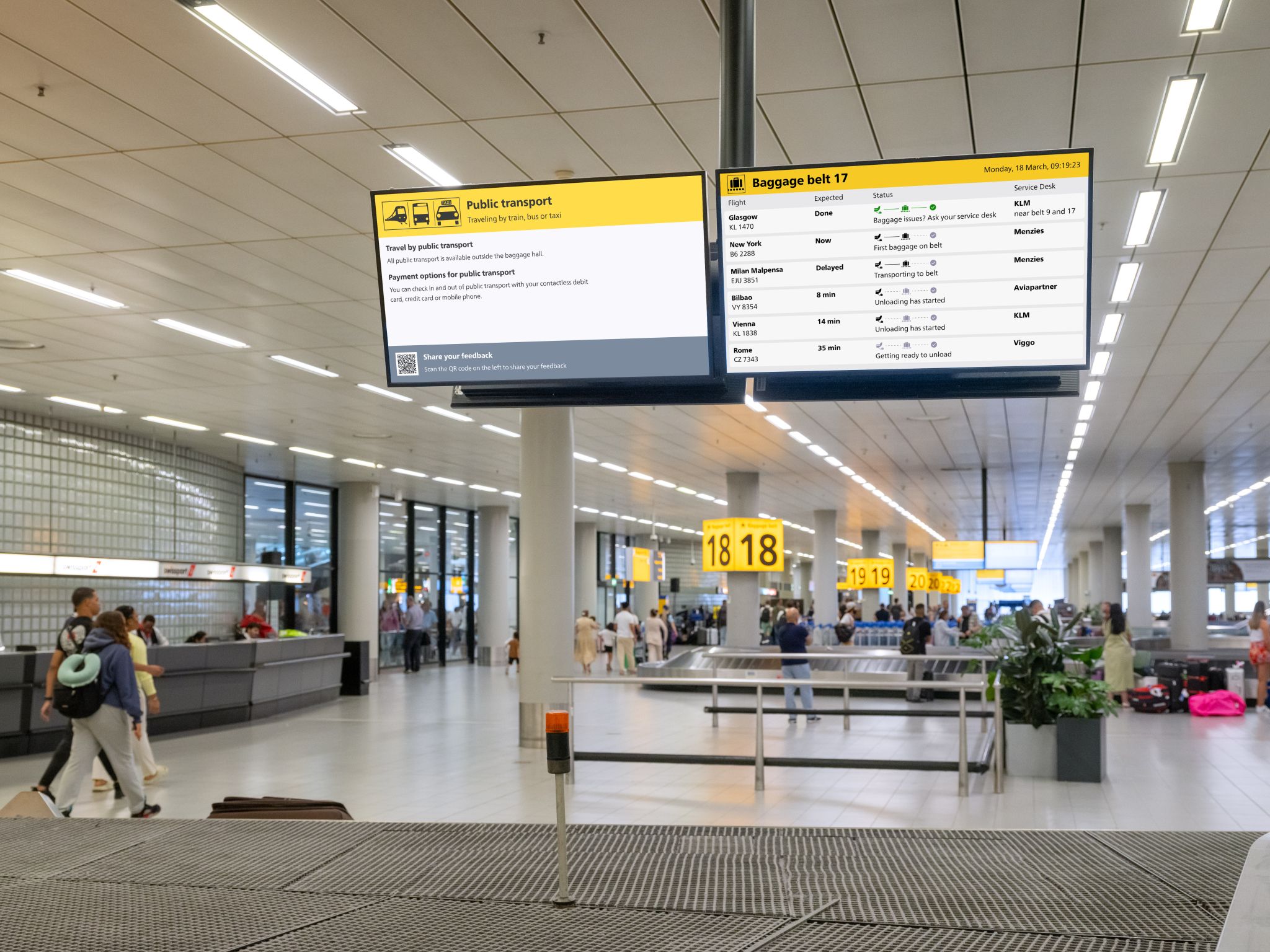Thumbnail voor Schiphol geeft duidelijker aan hoe lang reizigers op koffers moeten wachten