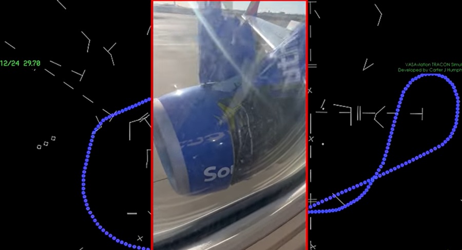 Thumbnail voor Boeing 737-800 van Southwest verliest deel motor-cover tijdens opstijgen